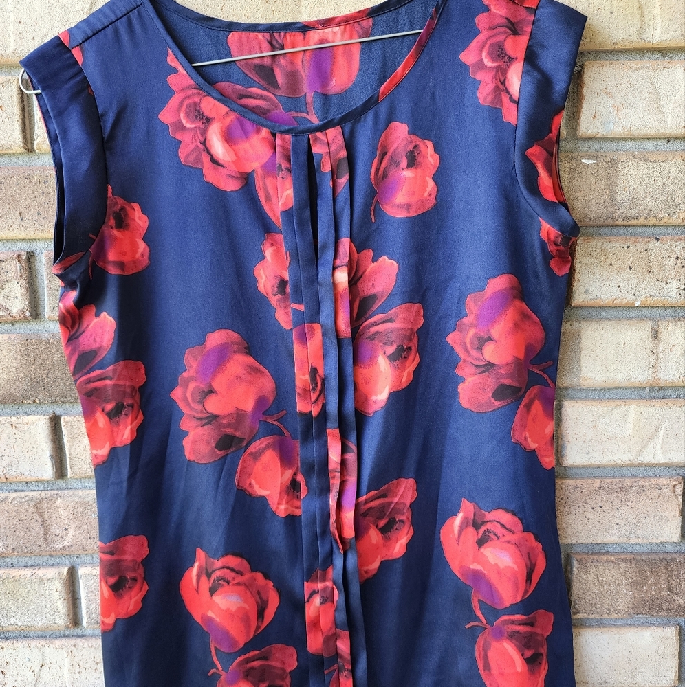 Navy Blue with red floral top
